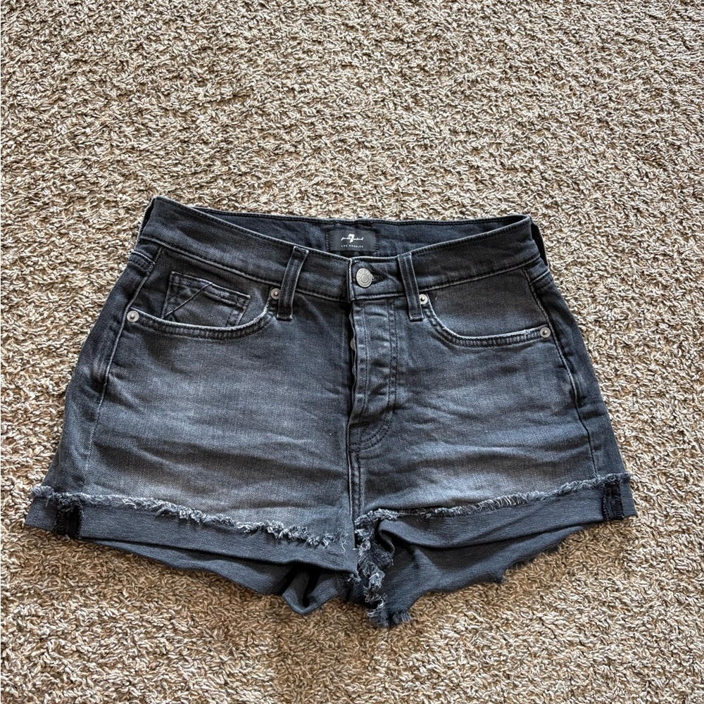 7 For All Mankind Black Jean Shorts